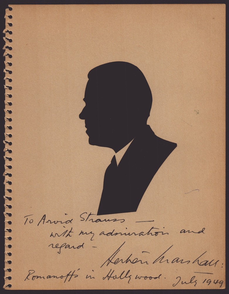 HERBERT MARSHALL - AUTOGRAPH NOTE ON ORIGINAL ART SIGNED 07/1949