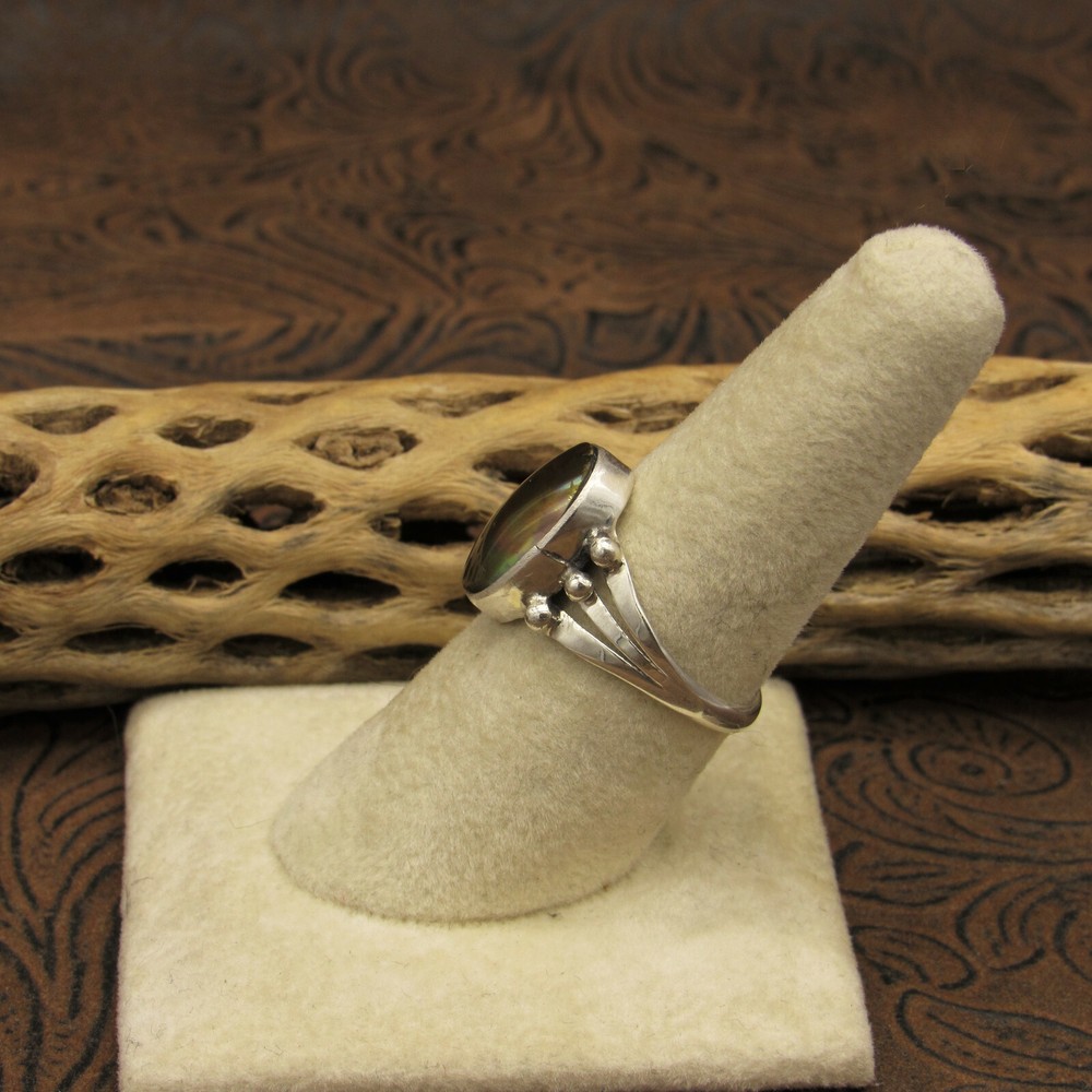 *Sterling Silver and Brown Pearlized Cab Ring Size 7 3/4