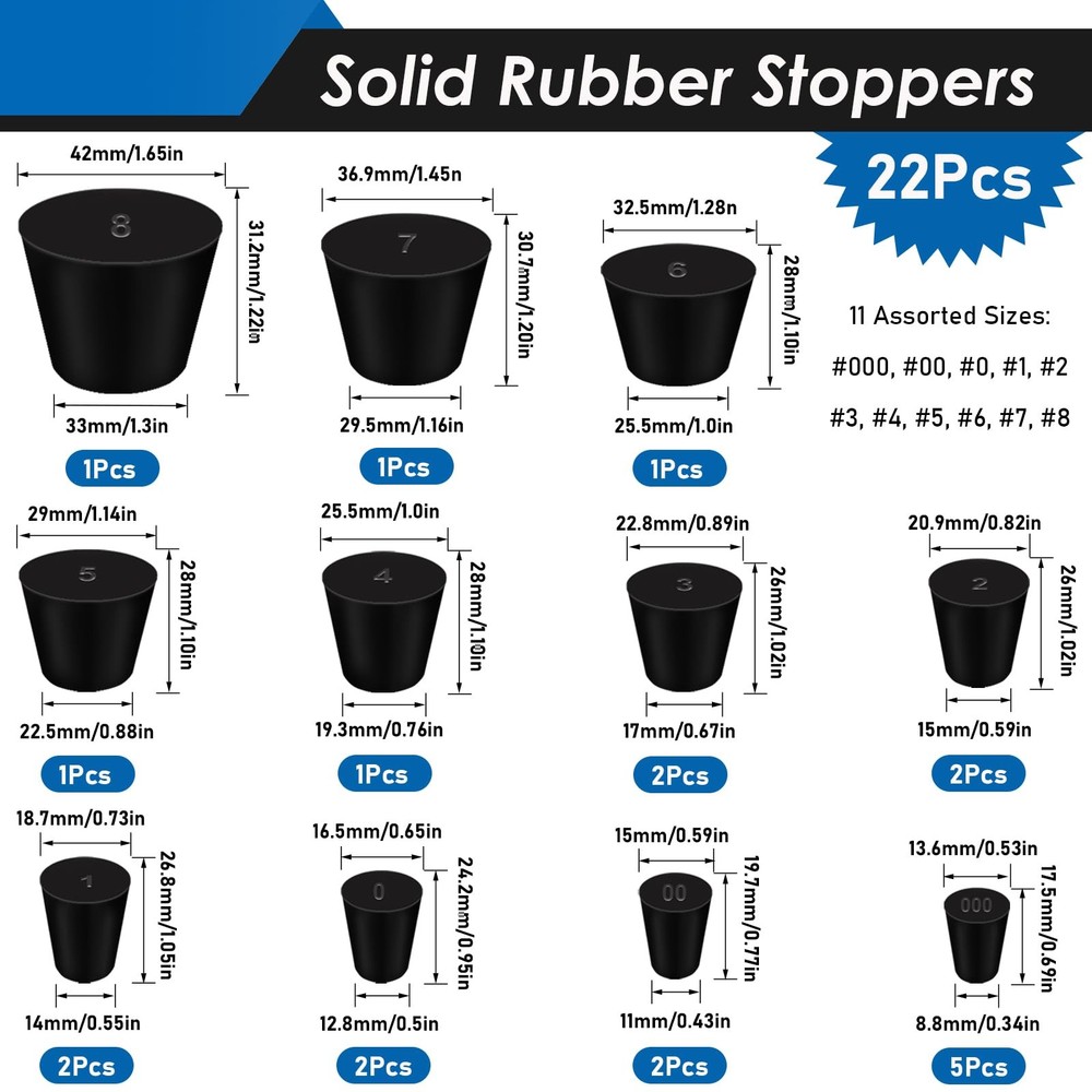 70Pcs 16 Sizes Solid Rubber Stoppe & Silicone Hole Plug Assortment Kit Flexib...