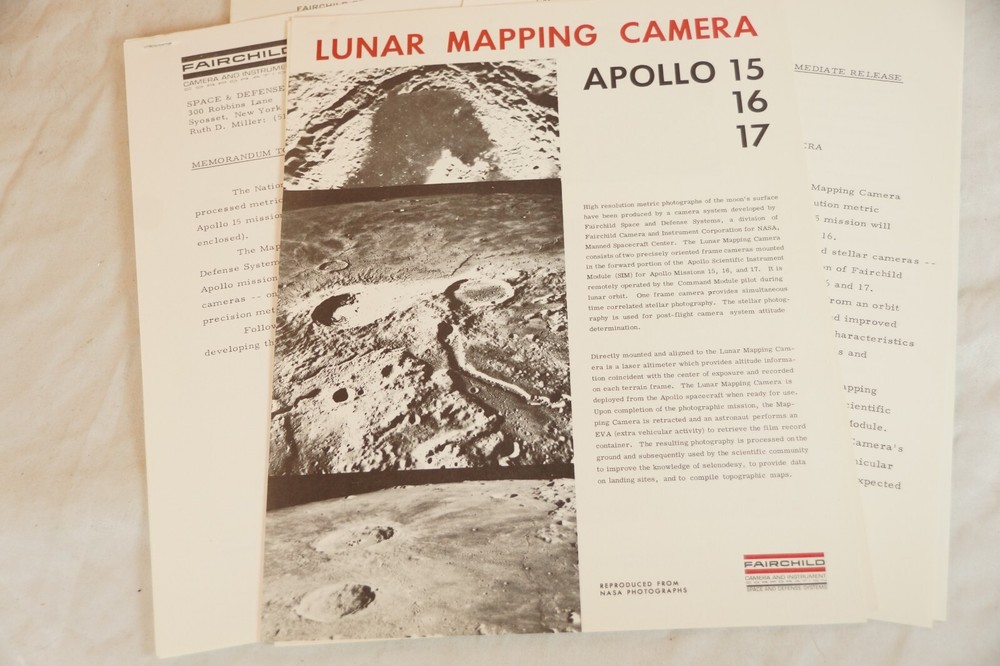 NASA Apollo Program Lunar Mapping Camera Official Internal Documents & Photos