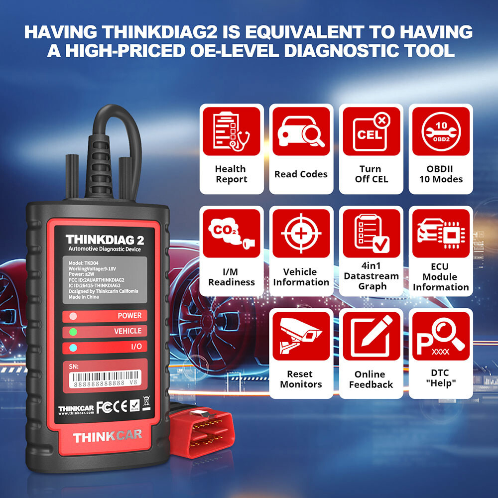 THINKDIAG 2 Bidirectional OBD2 Scanner Car Diagnostic Tool Code Reader All Free