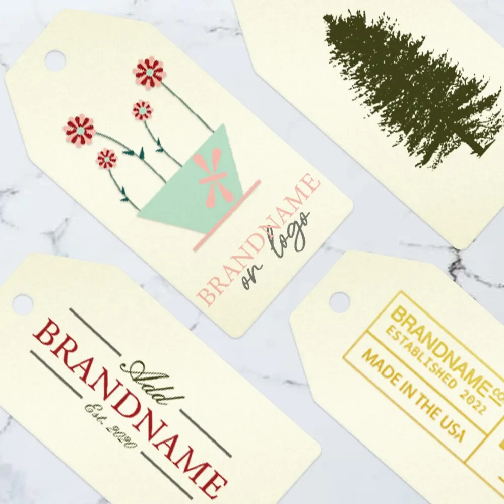 100 PCS 1-1/2" x 3-1/8" Custom Printed Personalized Branded Hang Tags