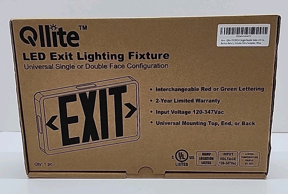 LED Emergency Exit Lighting Fixture Double Face Lettering Snap Out Arrows