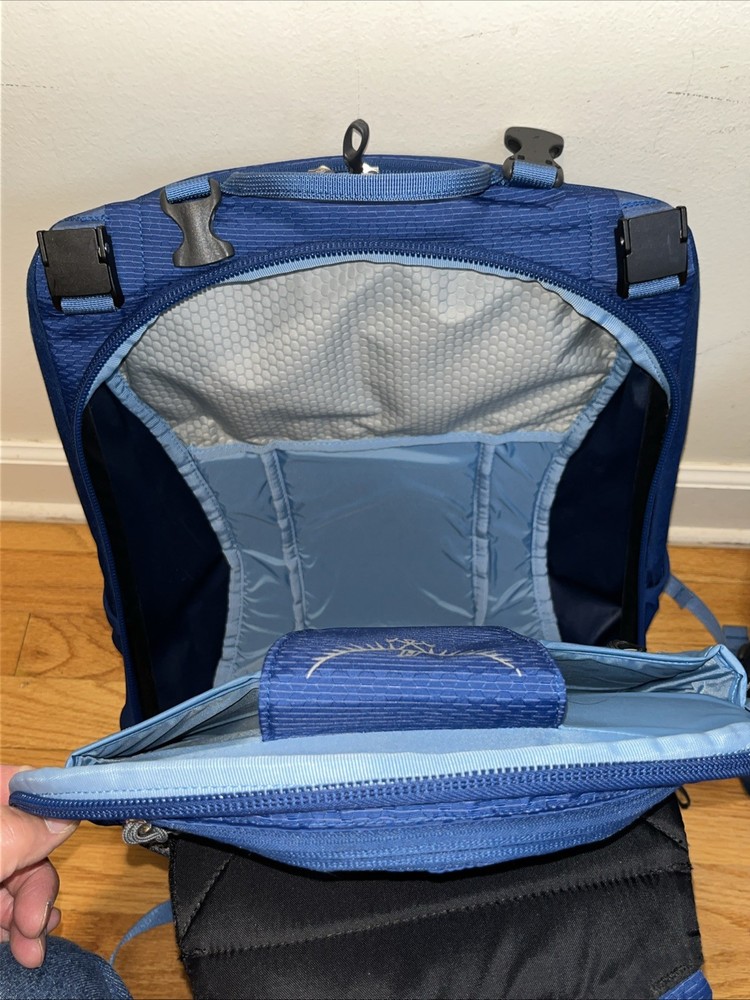 Osprey Ozone Duplex 60 Travel Backpack. Includes detachable day-pack! Blue