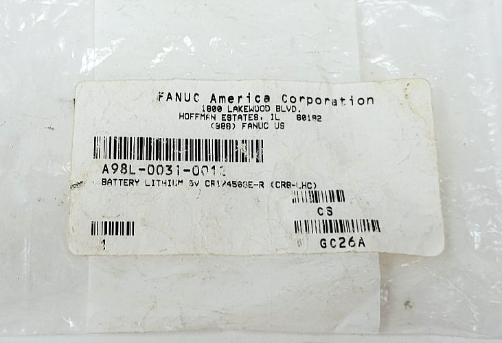FANUC 3 VOLT LITHIUM BATTERY M/N: CR8-LHC
