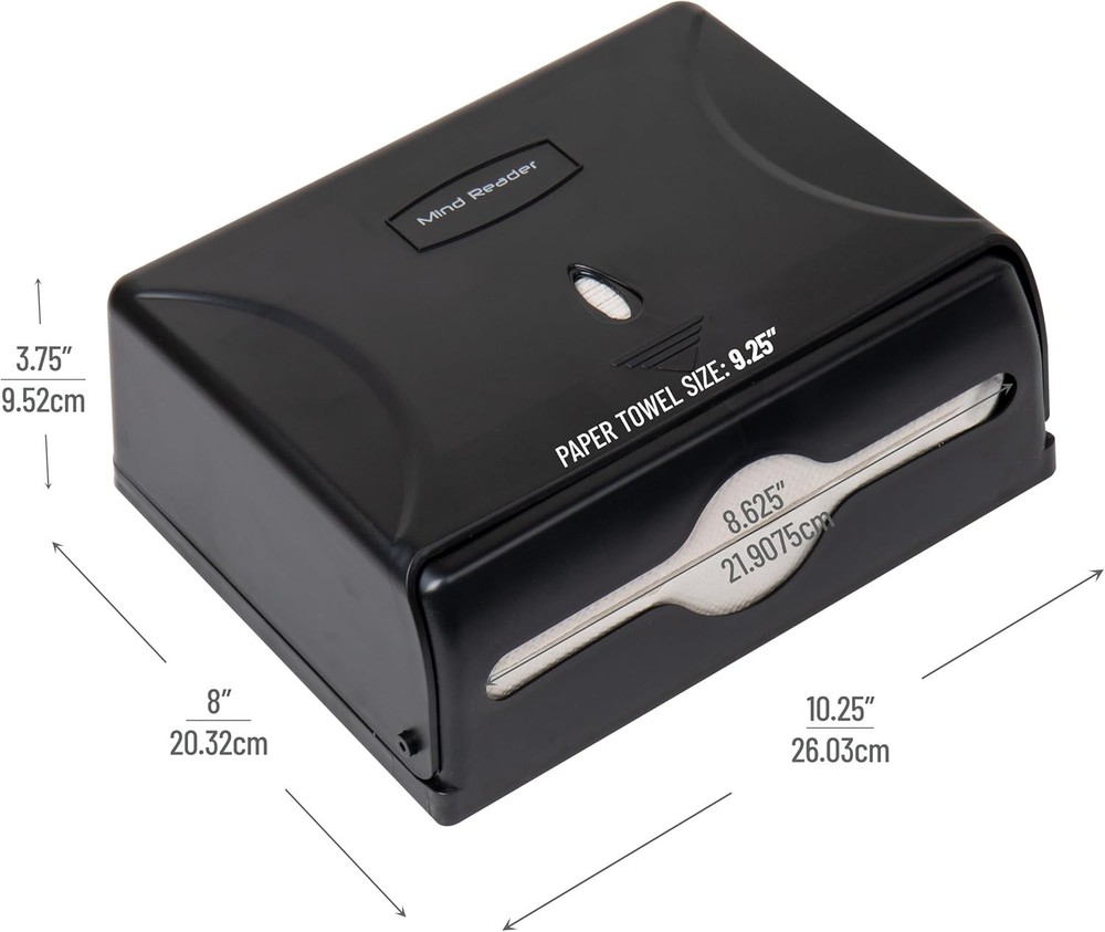 Compact Wall-Mounted Black Paper Towel Dispenser - Efficient & Practical Design