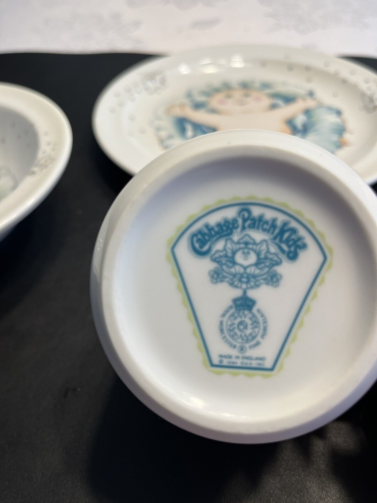 Royal Worcester Cabbage Patch 3 Piece Set Plate Bowl Cup England