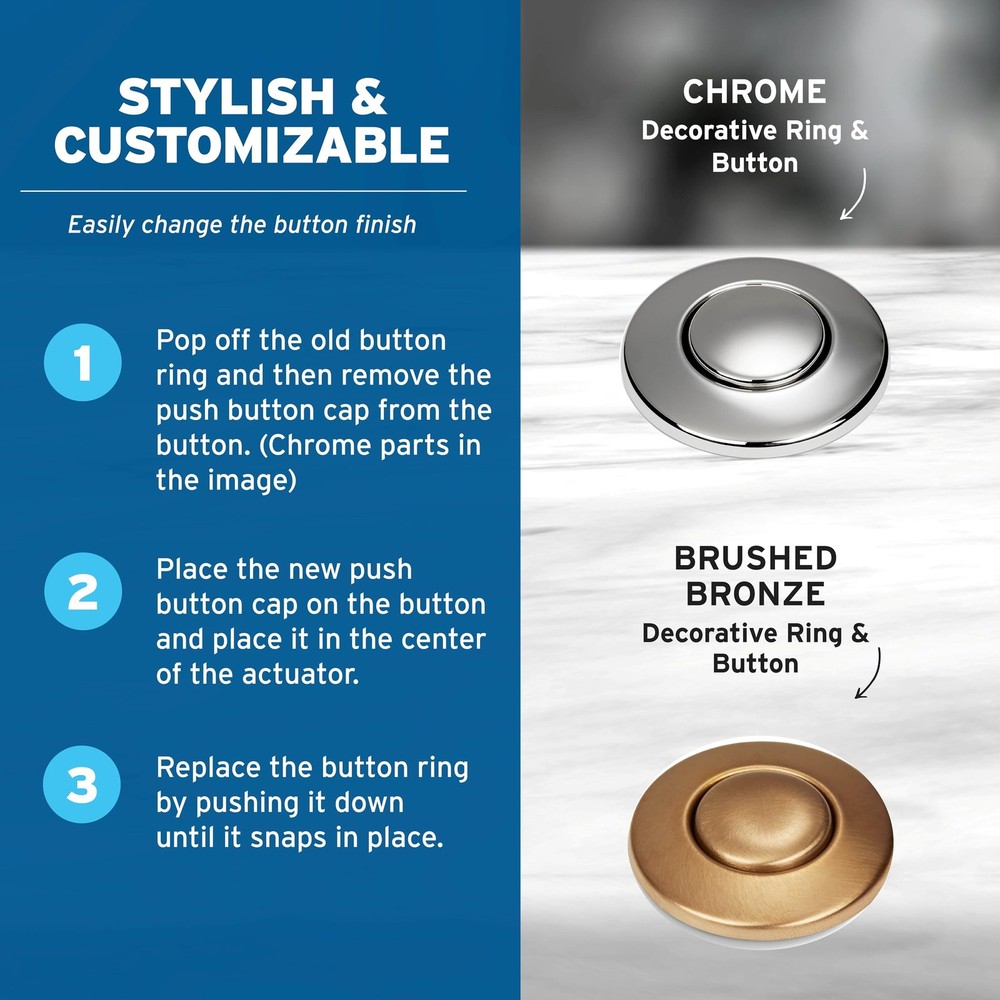 STC-MTBLK Push SinkTop Switch Button, Matte Black