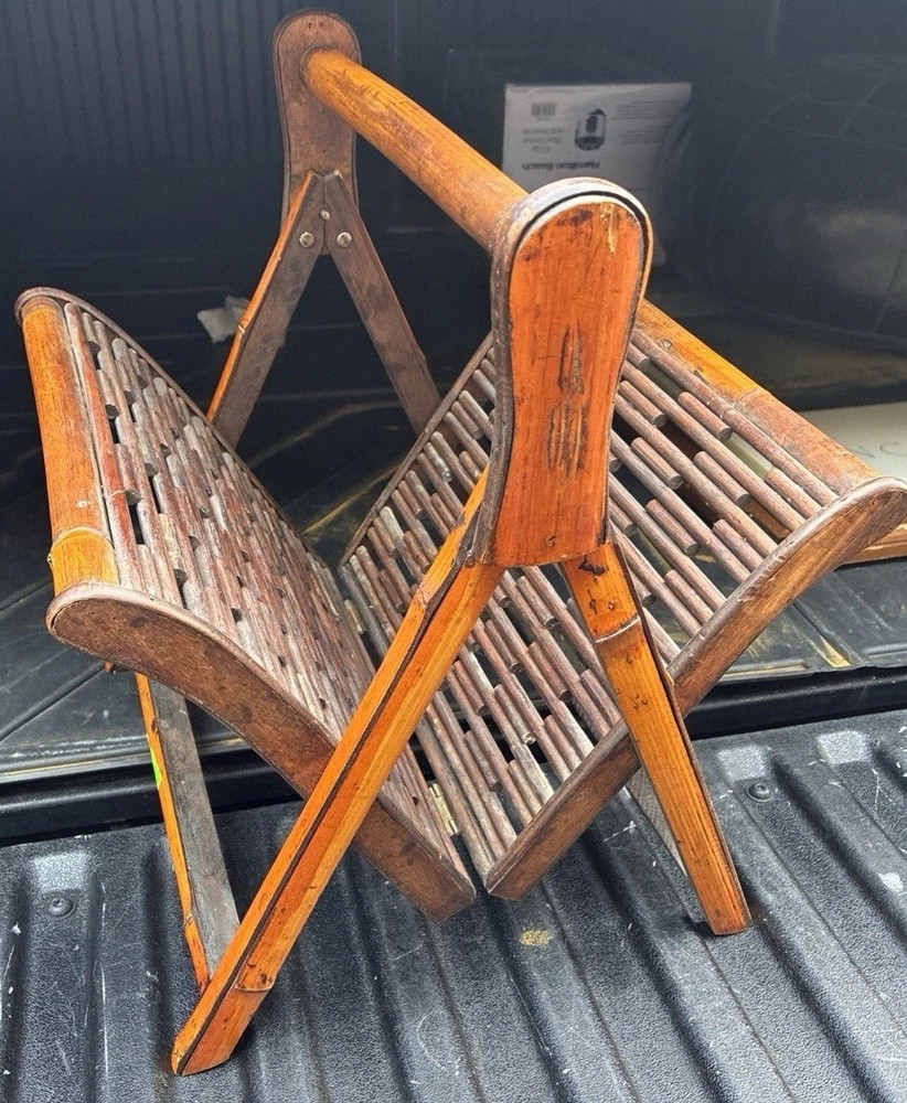 Folding Bamboo Magazine Book Rack