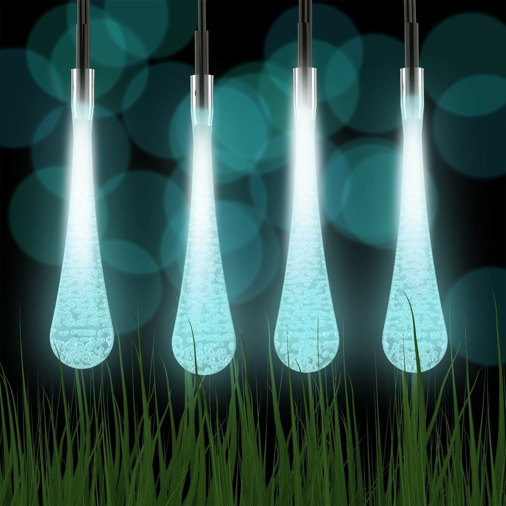 2 Pack Solar LED String Lights 30 Rain Drop Bulbs 20 Feet Each Electric White