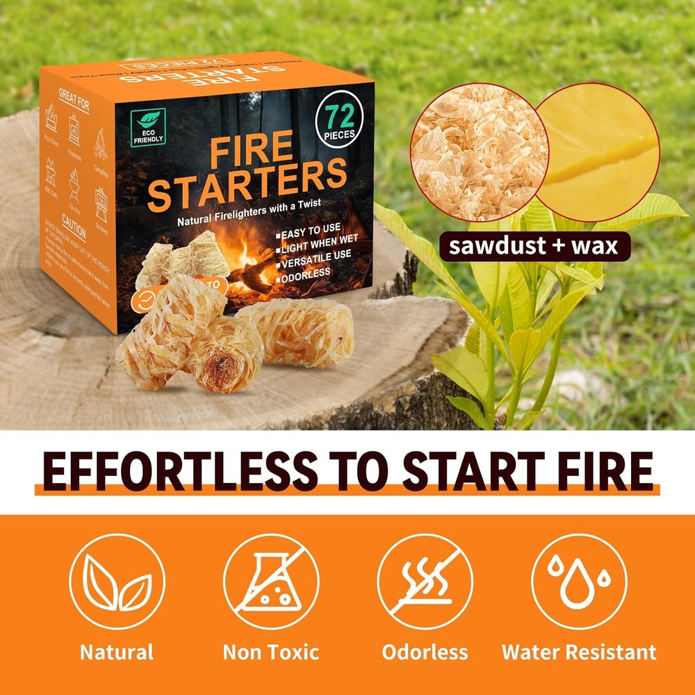 Natural Fire Starter for Campfires All Weather Firestarters Odorless Charcoal S