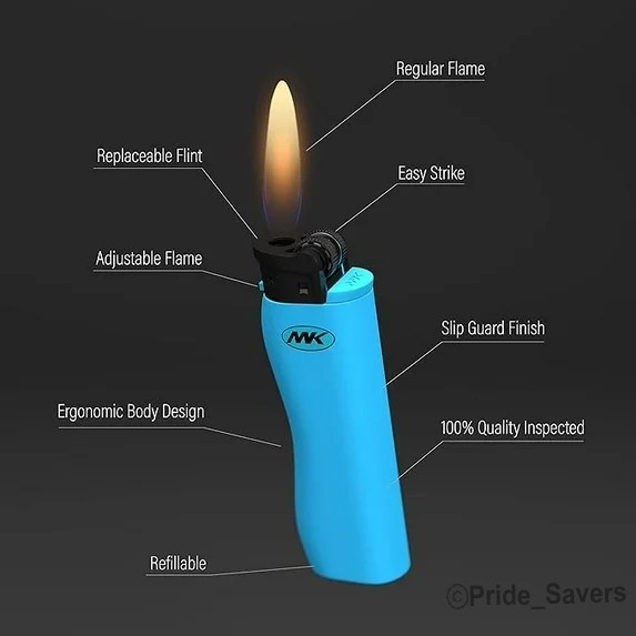 MK Lighter Replaceable 9G Flint Strike Refillable Cigarette Lighters (7 PK) -New