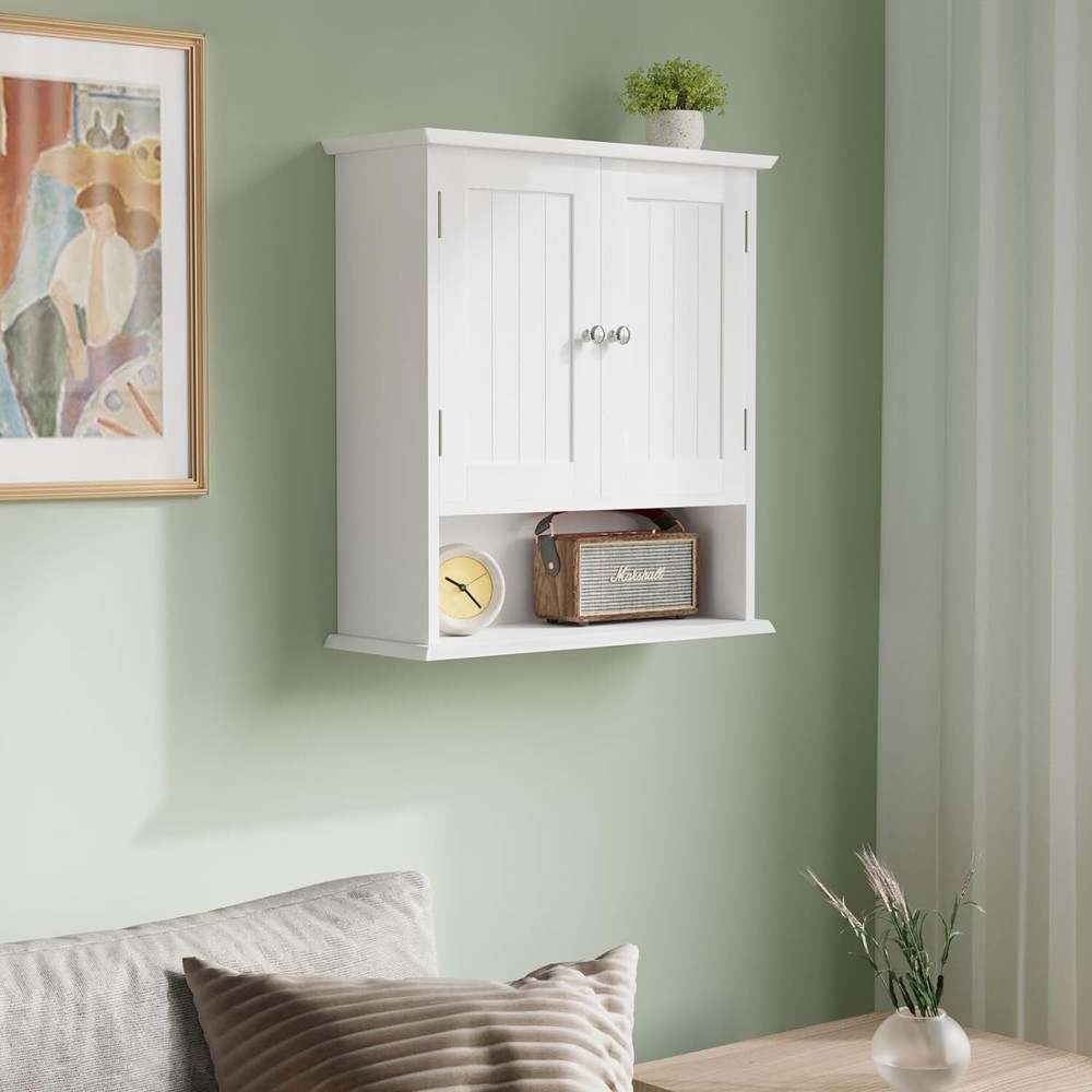 Smuxee White Bathroom Cabinet Wall Mounted, Small Small,