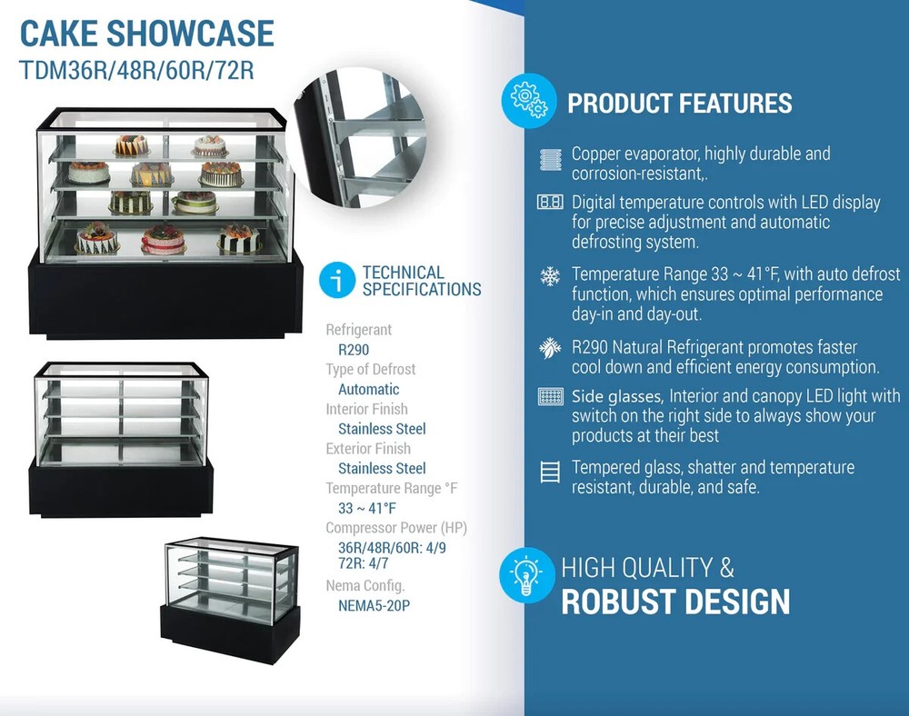 Commercial 48" Straight Glass Bakery Case