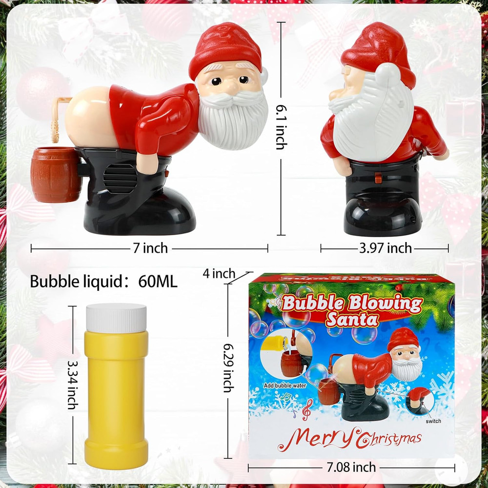 Funny Santa Bubble Butt Machine Toy Automatic Bubble Blower + Music Light Gift