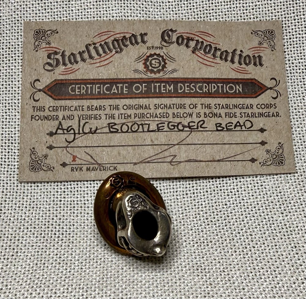 STARLINGEAR BOOTLEGGER BEAD, w/ Certificate Card, Monkey Edge