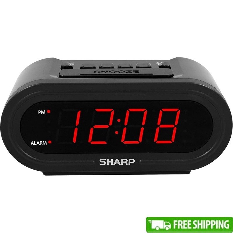 Digital Alarm with AccuSet Automatic Smart Clock Never Needs Setting Red LEDs