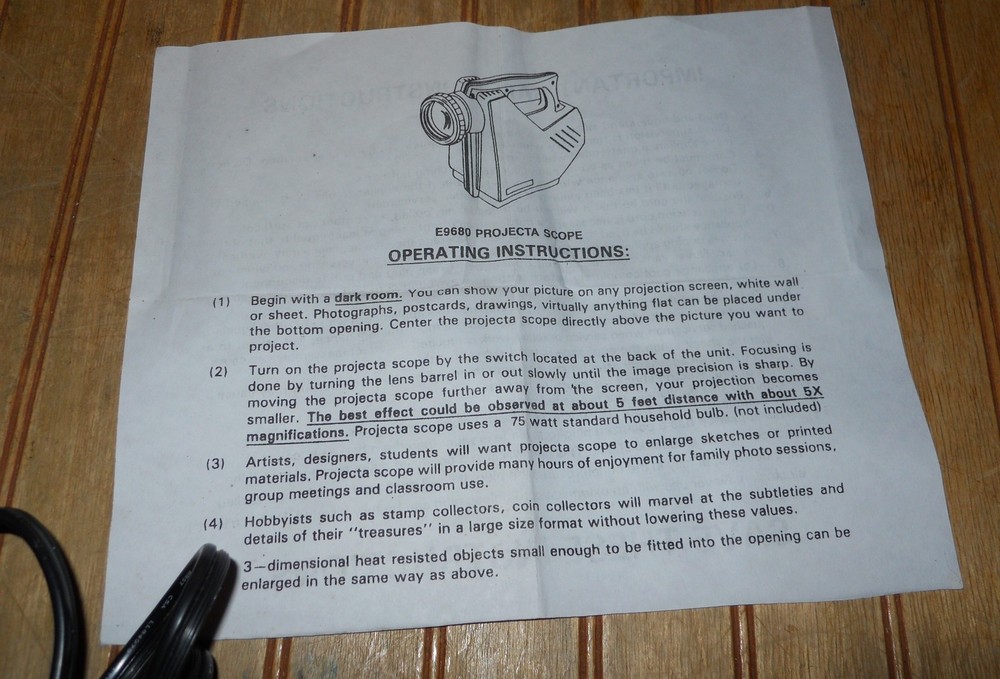 Scope E-9680 Projector w/Original Box by Bandwagon Tracing Projector