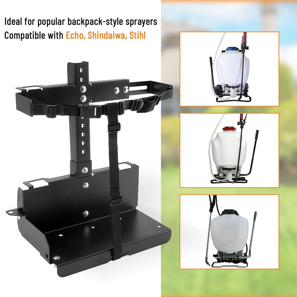 For Landscape Trailers/Enclosed Trailers Adjustable Backpack Sprayer Rack Black