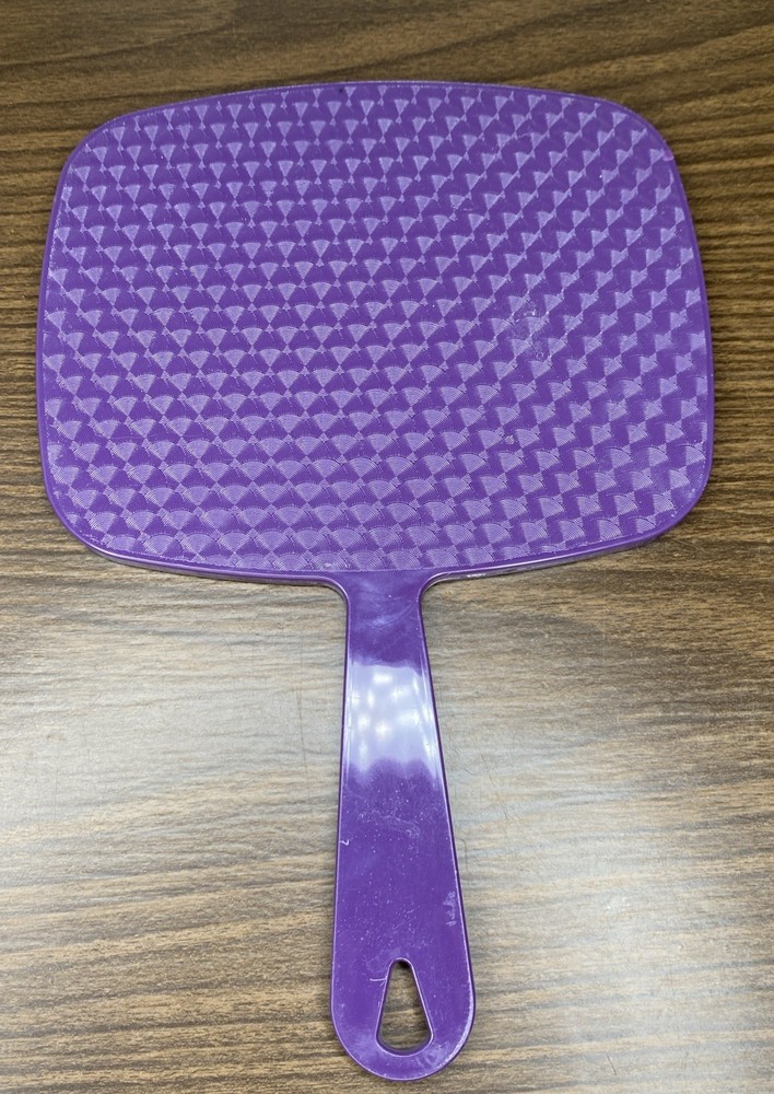 Vtg Handheld Goody Mirror with Handle, Purple, DMG READ