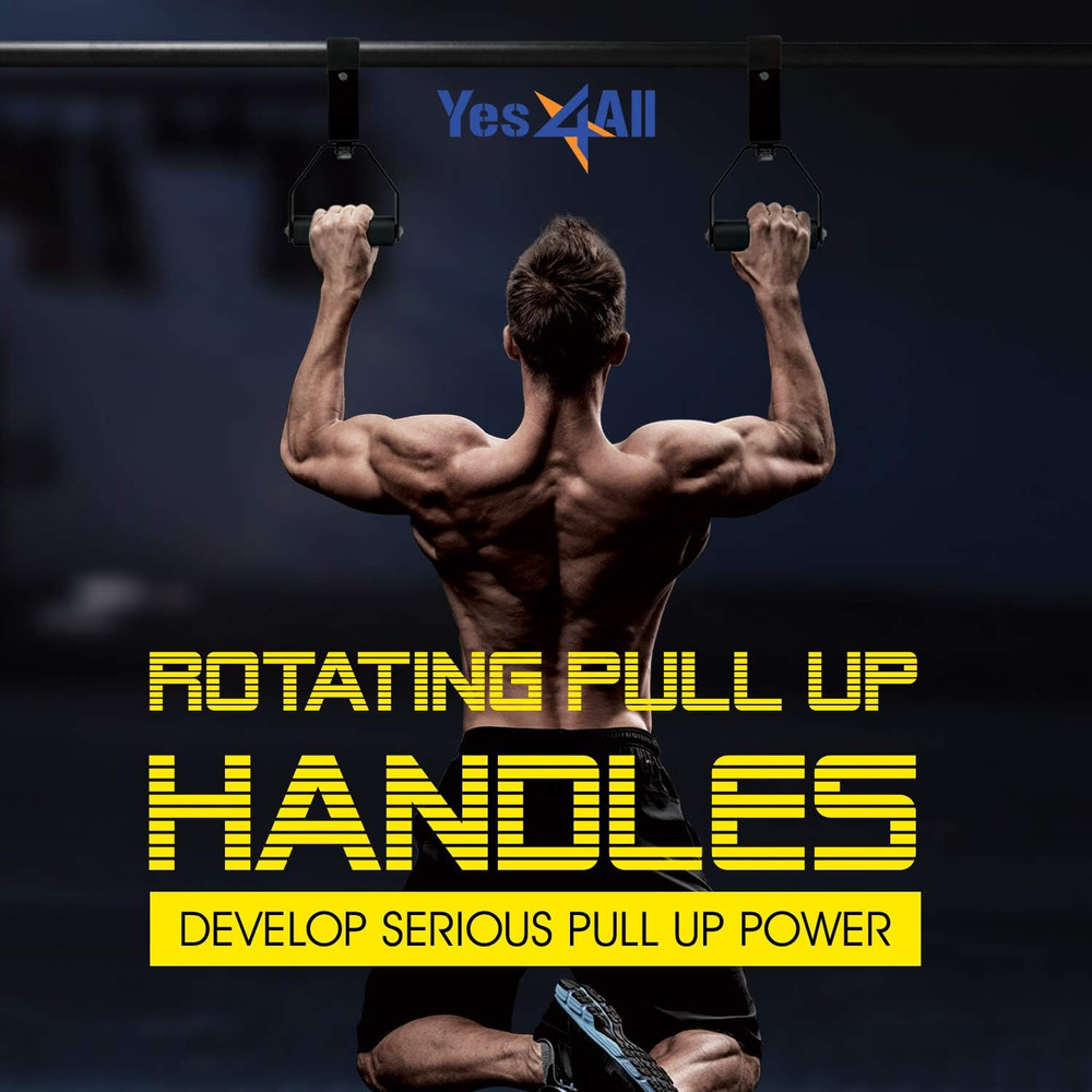 Yes4All Rotating Pull up Handles for Pull up Bar/Pull up Grips/Barbell Handles w