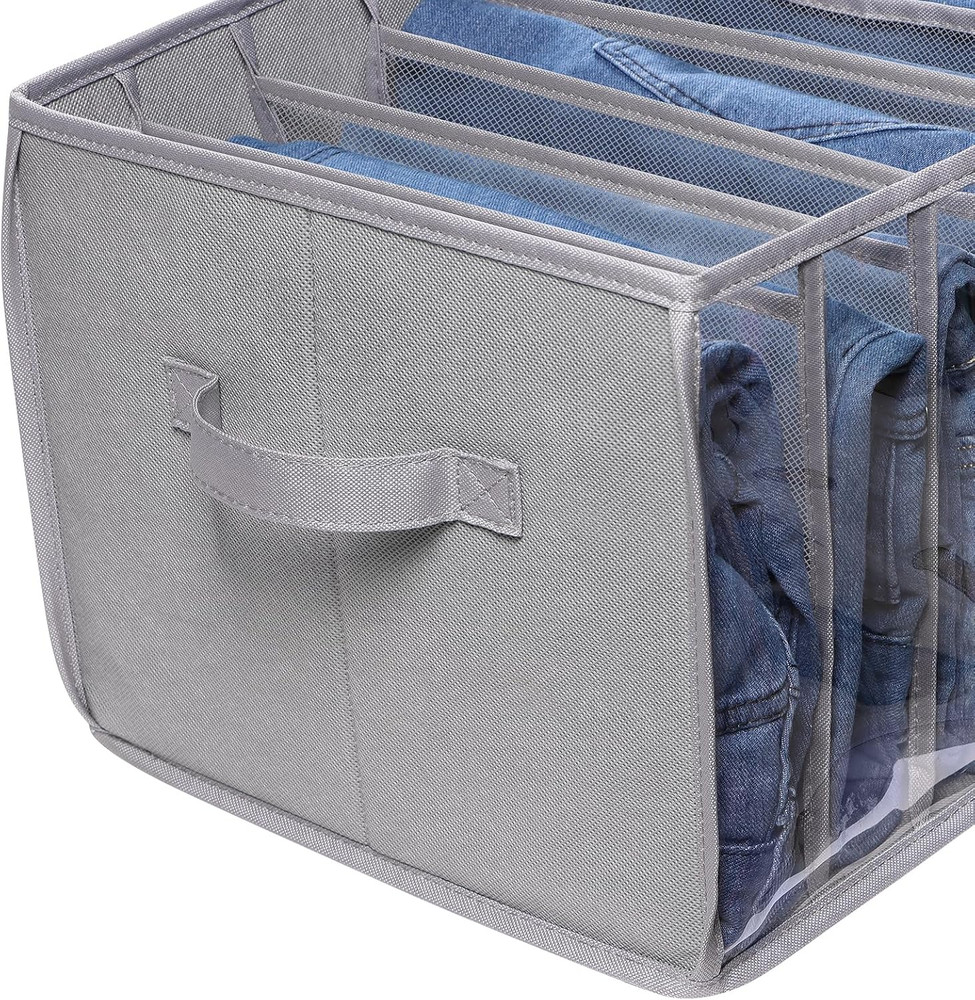 Upgraded Wardrobe Clothes Organizer with Support Board Clear Pants Organizer Bin