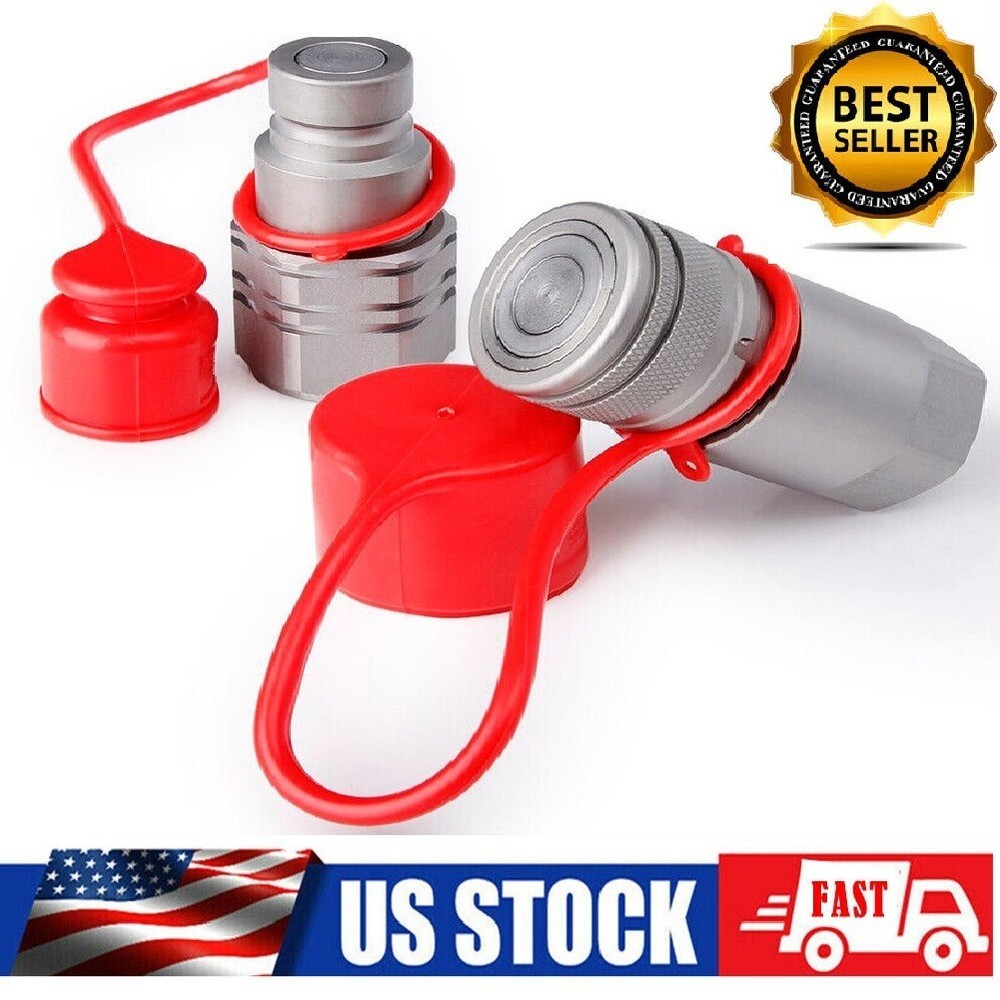 1/2 NPT Flat Face Hydraulic Quick Connect Coupler Coupling Set Skid Steer Bobcat