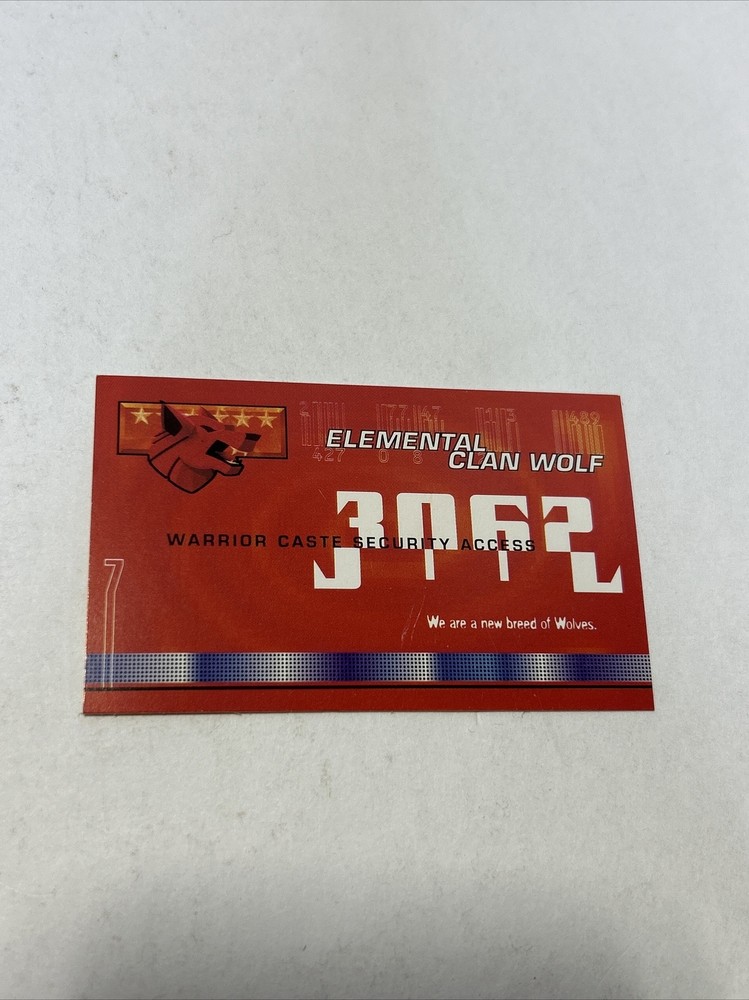 FASA 3062 Elemental Clan Wolf Warrior Caste Security Access Card J2