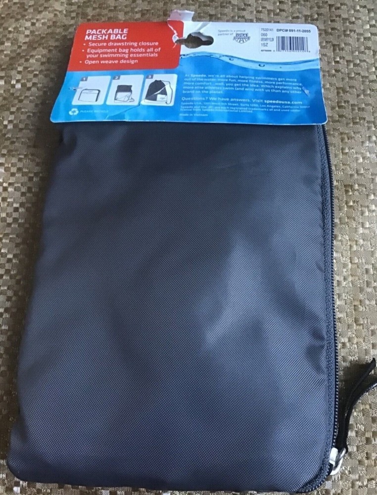 Speedo Packable Mesh Swimming Drawstring Bag - Gray/Yellow