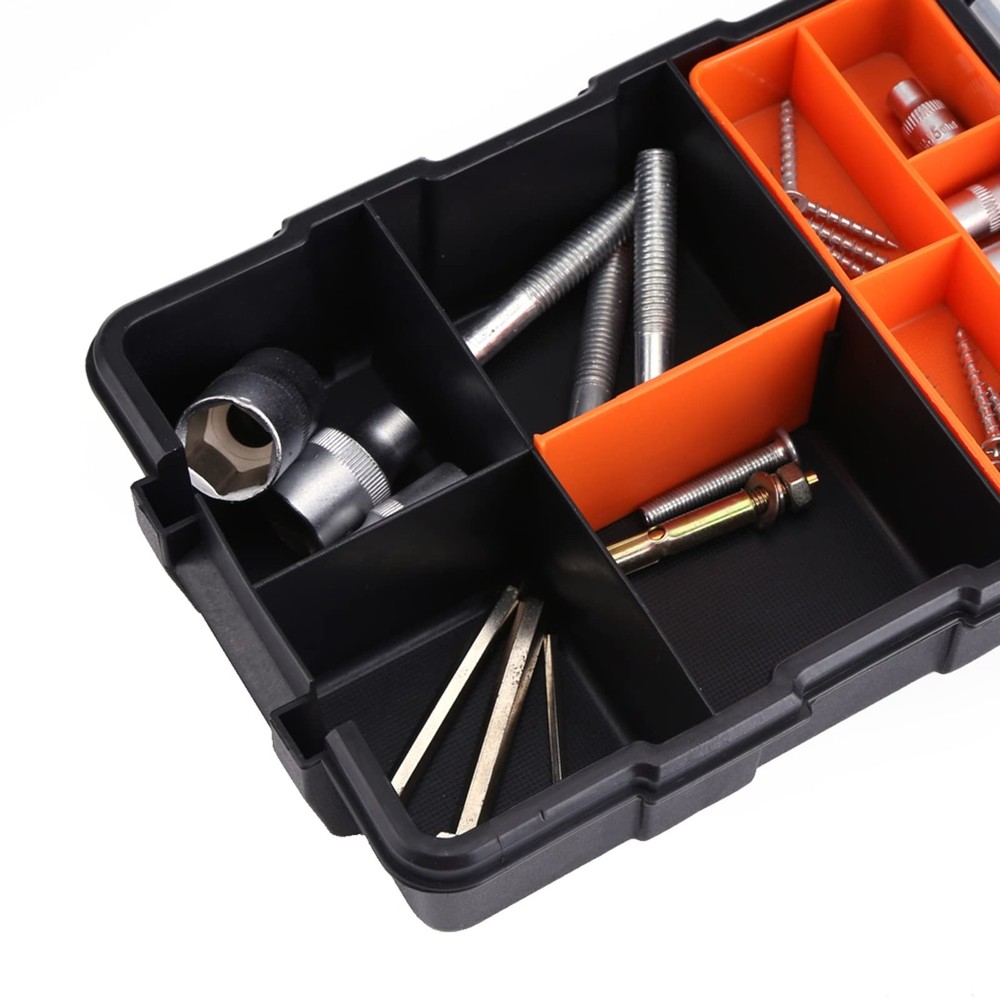 Heavy Duty Tools Box Small Parts Storage Box 9 Compartment Two Layer Hardware...