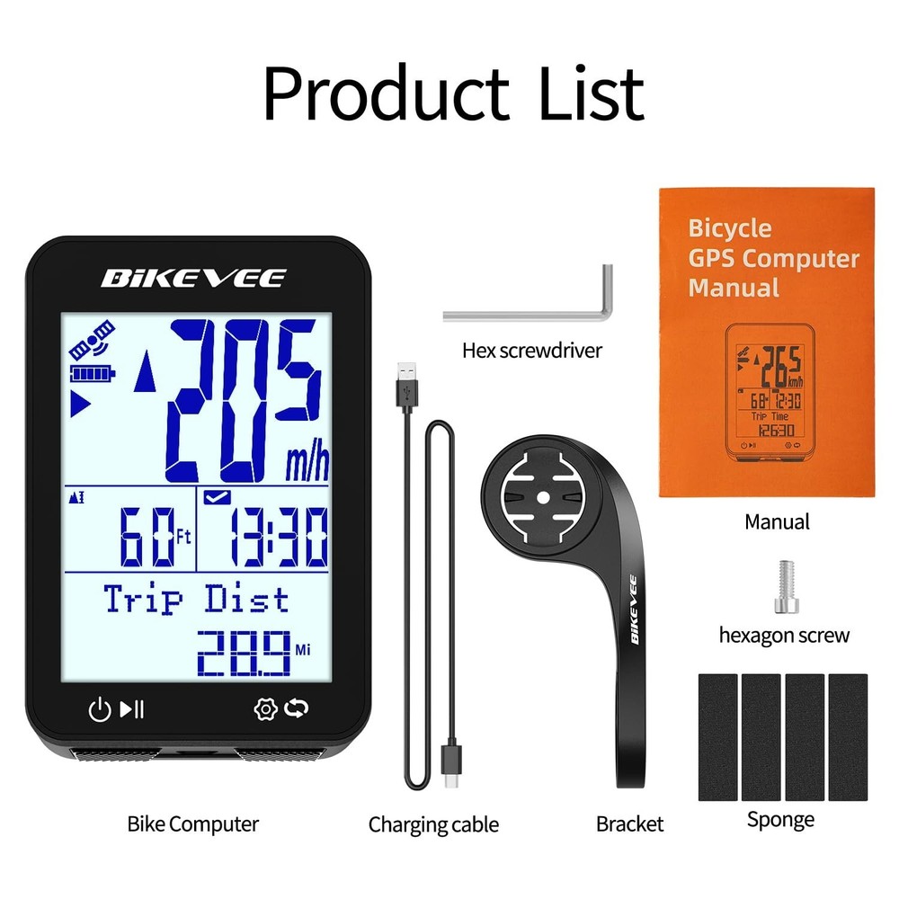 GPS Speedometer & Odometer - Wireless Bike Computer, Auto Start/Stop, Auto Ba...