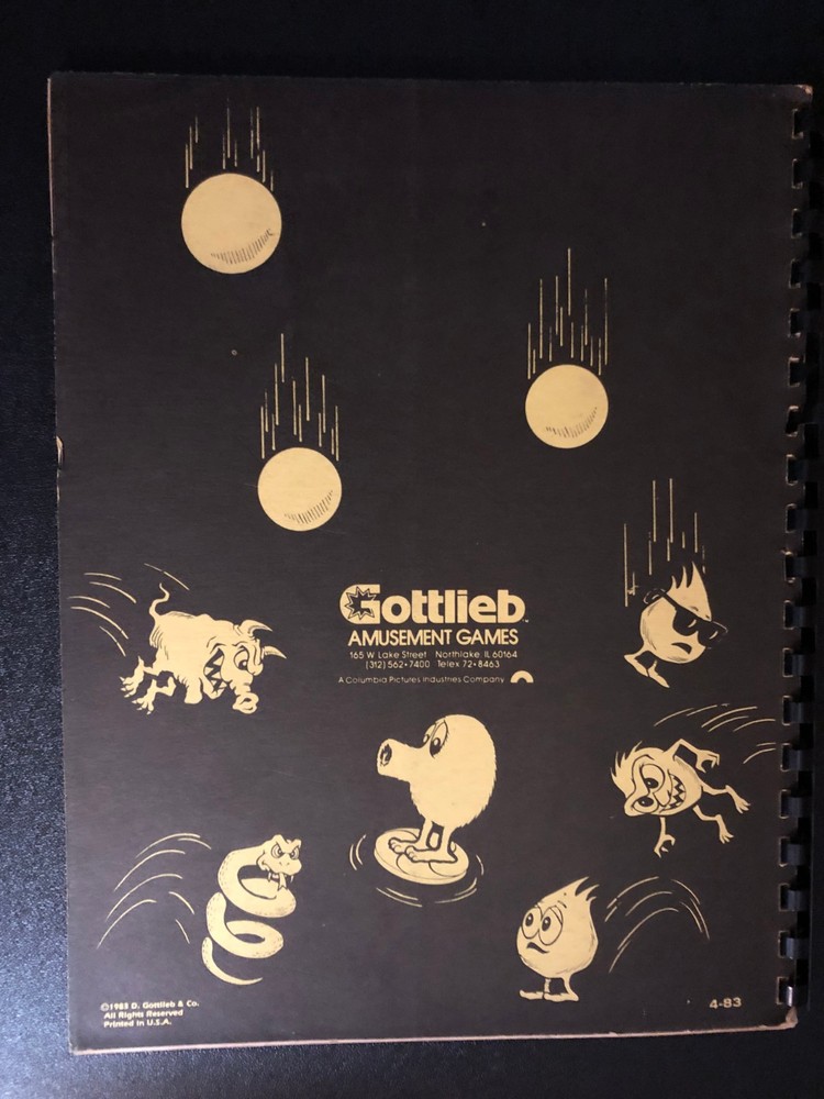 QBERT GOTTLIEB INSTRUCTION MANUAL ORIGINAL ARCADE