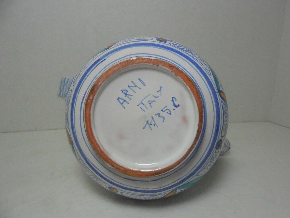 Signed Arni Italy Highglazed Pottery Creamer / Pitcher
