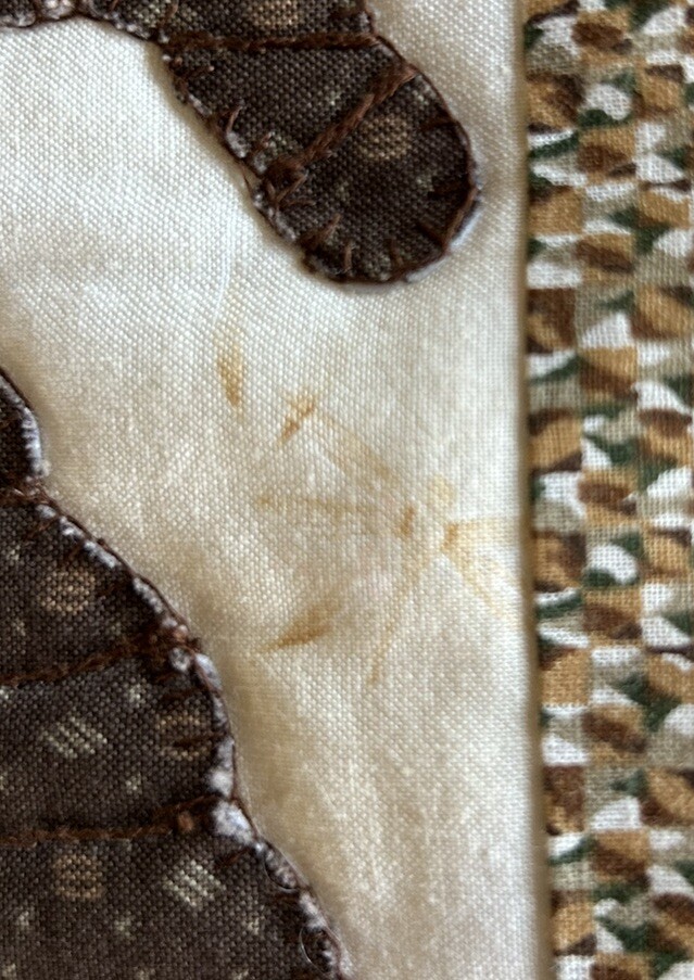 Hand Stitched Details On Fabric Fall Wall Hanging Cornucopia With Squash