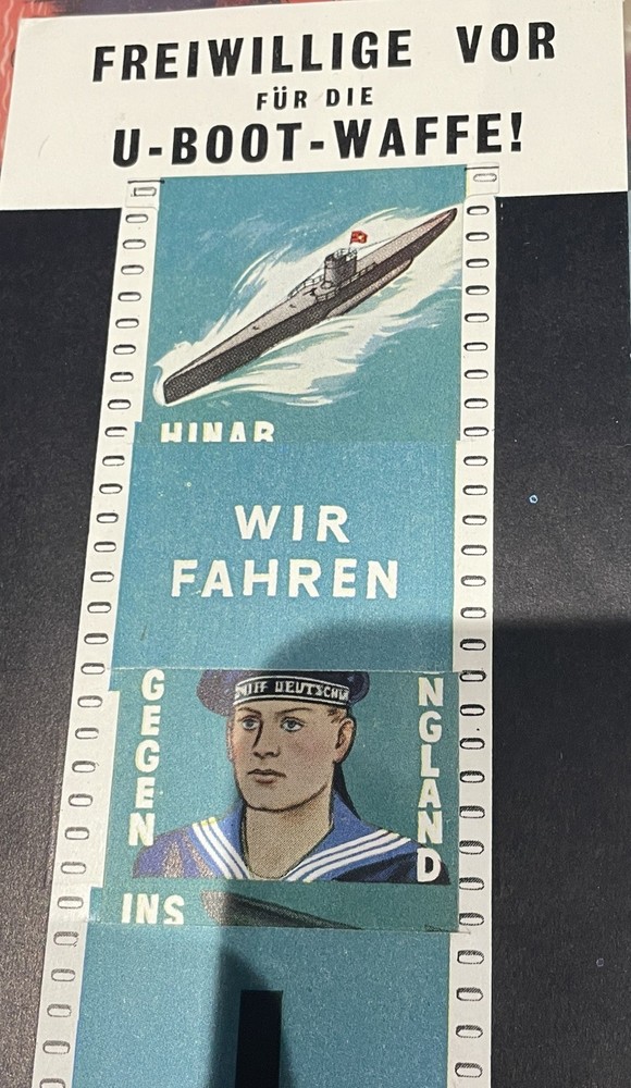 WWII German-language anti-U-boat propaganda leaflet with pull tab.