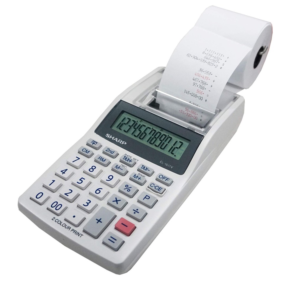 Sharp EL-1611V Handheld Portable Cordless 12 Digit Large LCD Display Two-Colo...