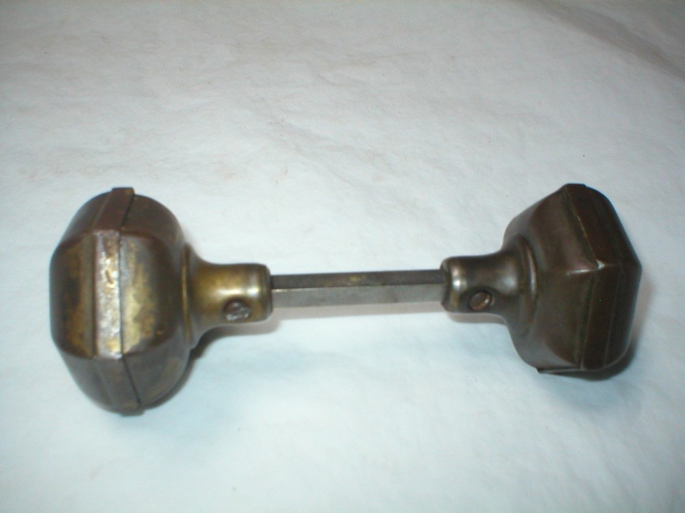 Antique Hexagon Doorknob Pair