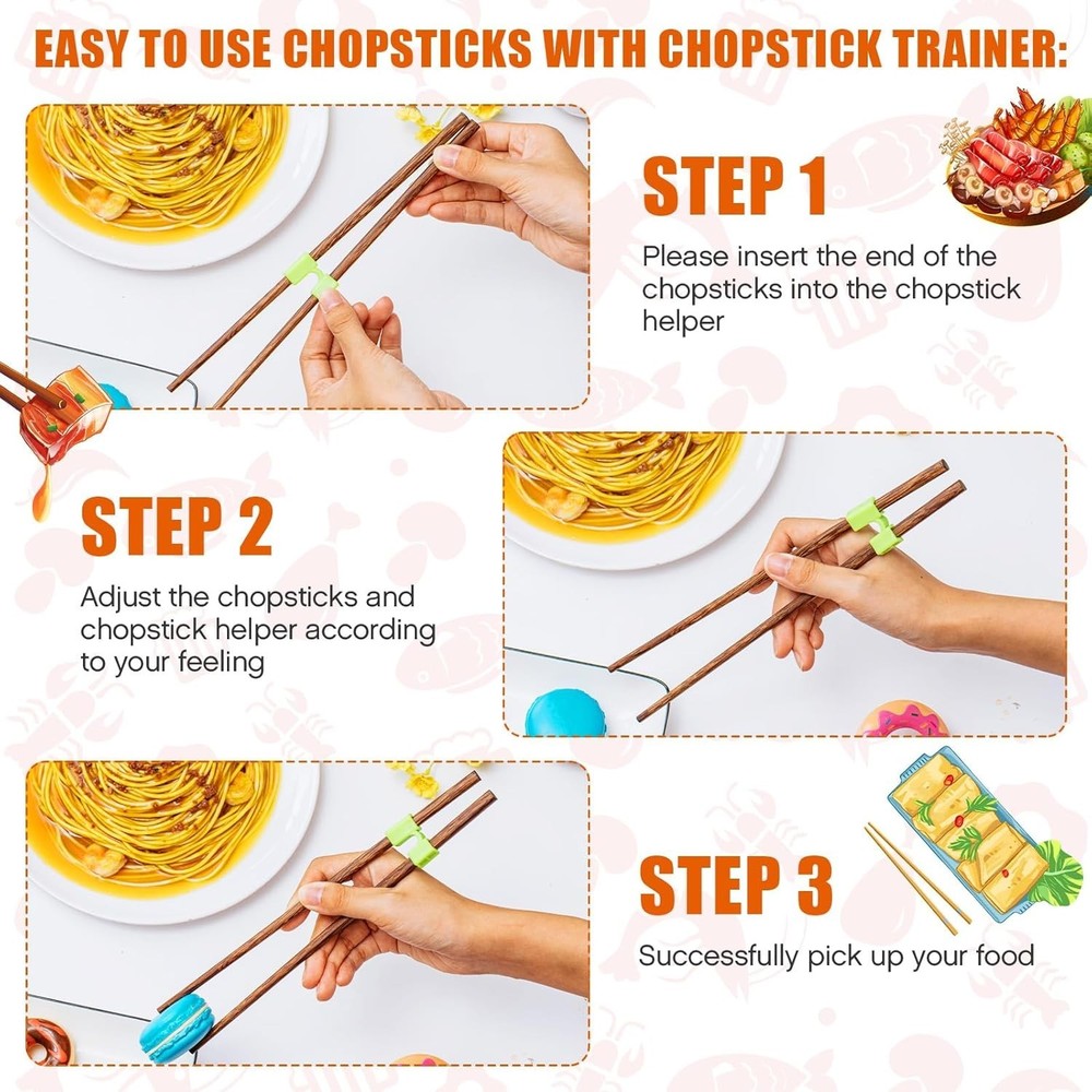 500 Pcs Reusable Chopsticks Helper Multicolor Plastic Practice Chopstick Trainer