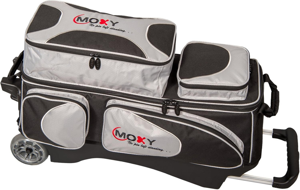 Moxy Deluxe Triple Roller Bowling Bag - Silver/Black