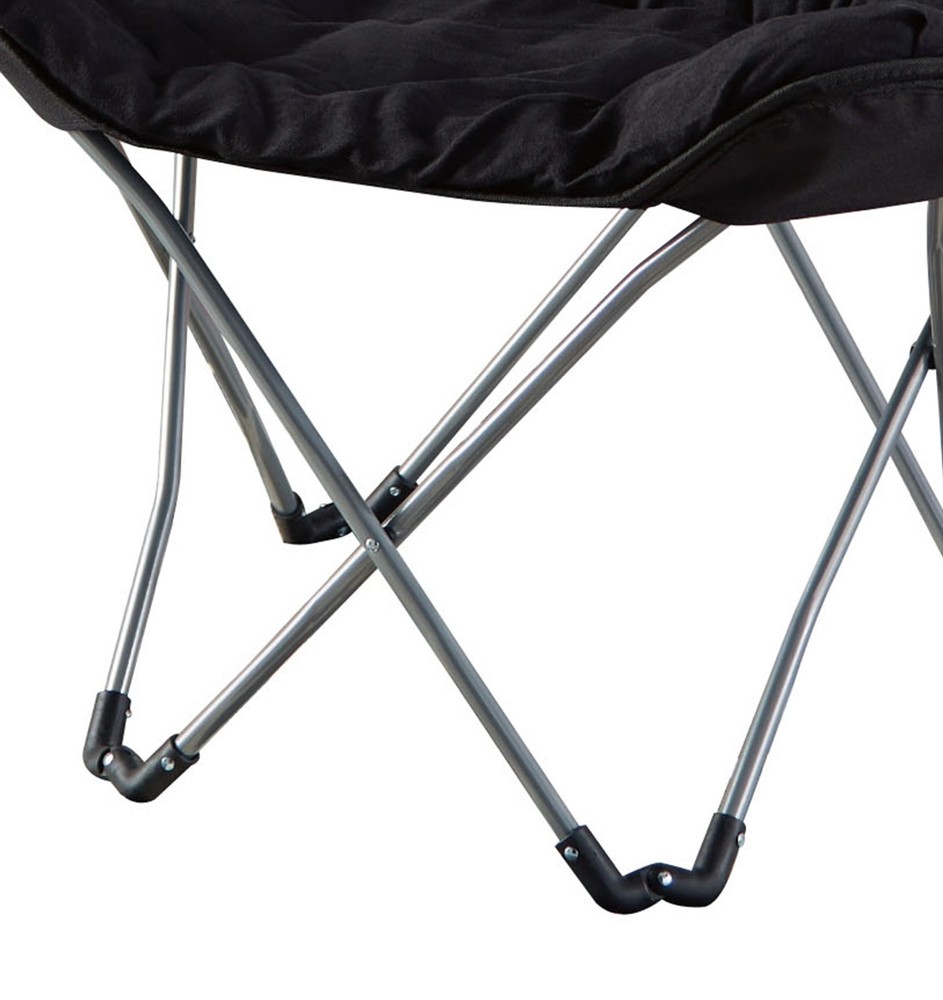 Micro Suede Fabric Butterfly Folding Chair, Black