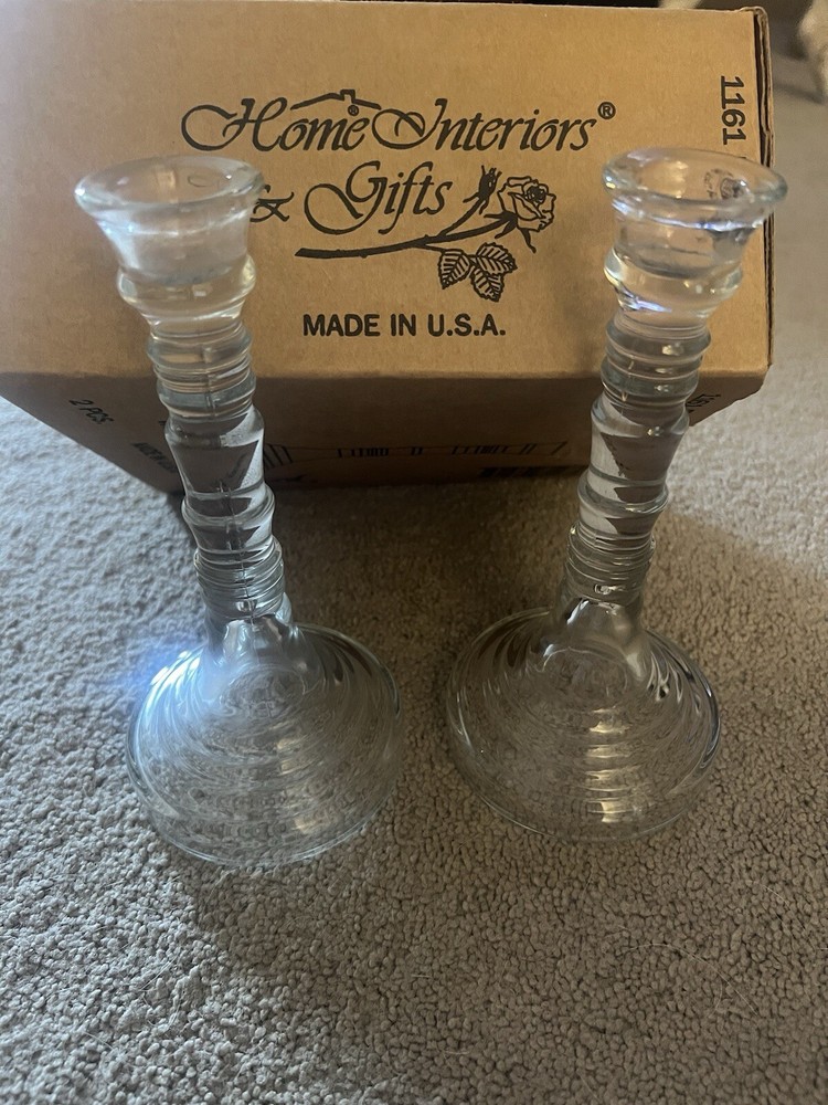 Clear Glass Candleholders - Set Of Two