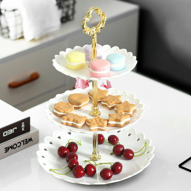 3-Tier Cupcake Stand Cake Round Serving Display Dessert Plate Rack Wedding