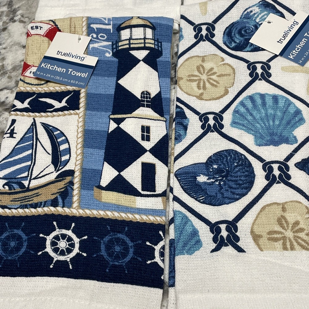 6 Beach Theme Dish Towel Dishcloth Lighthouse