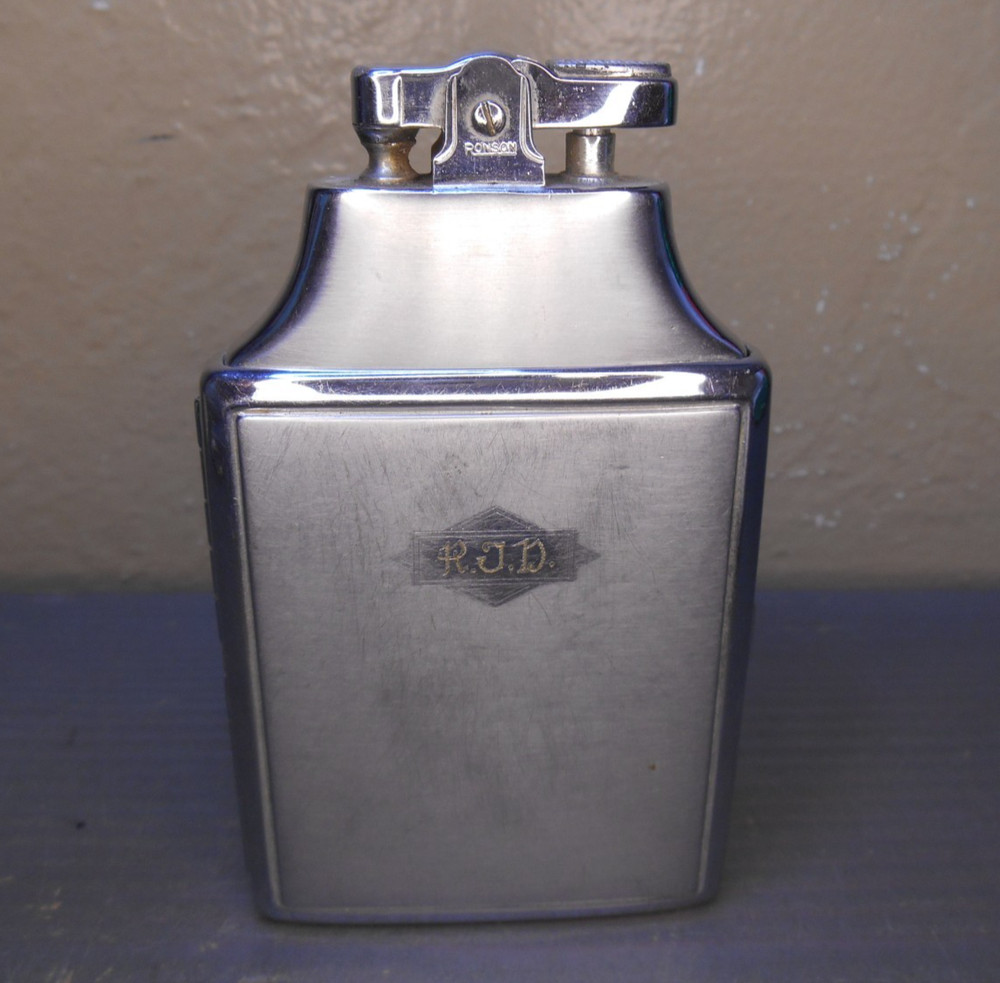 Ronson Mastercase Etched Silver Tone Cigarette  Lighter Monogram RJD