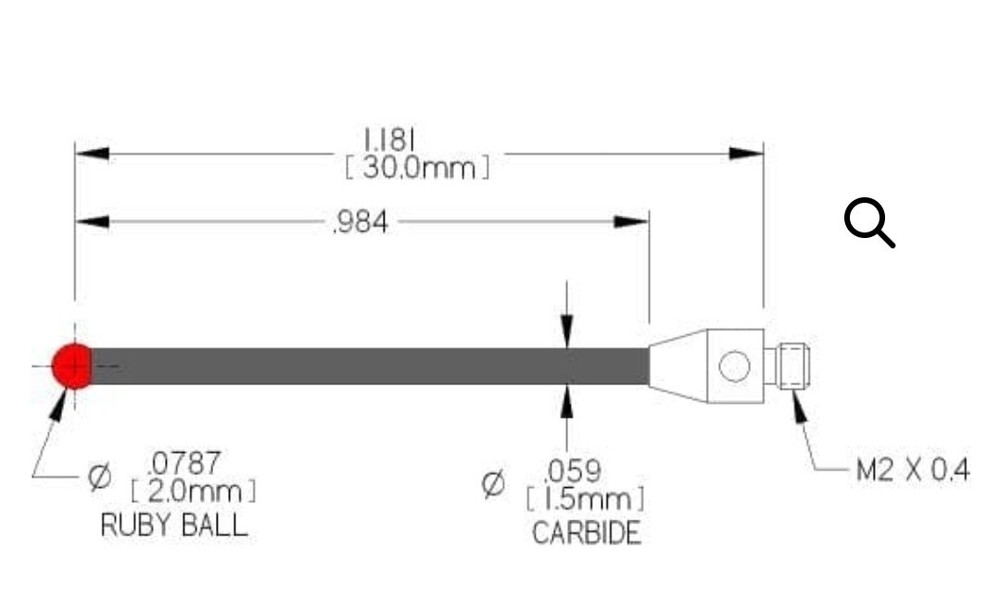 Carbide Probe 801-2R 2mm CMM Ruby Ball Probe Tip