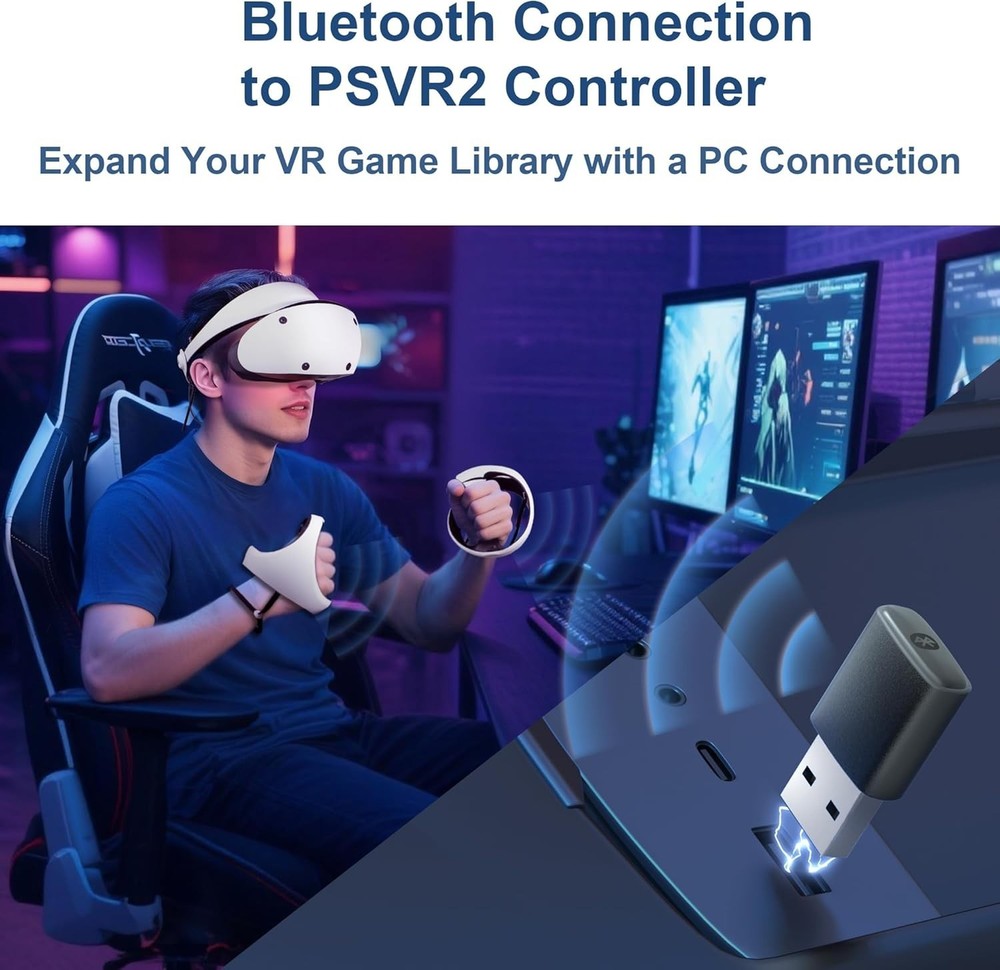 PSVR 2 PC Adapter with Bluetooth and Accessories Kit. Includes Expandable Power