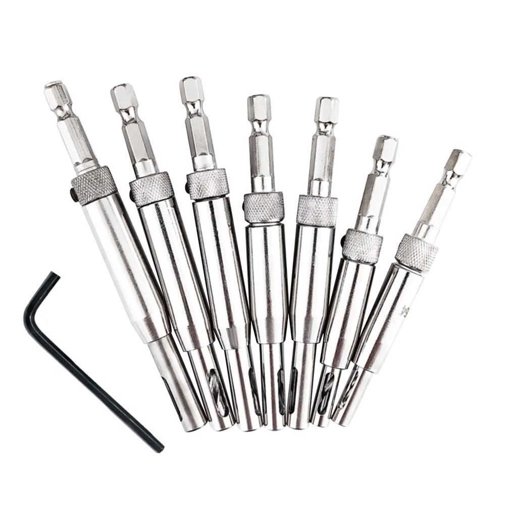 7pcs New Self Centering Hinge Hardware Drill Bit Set For Precise Positioning