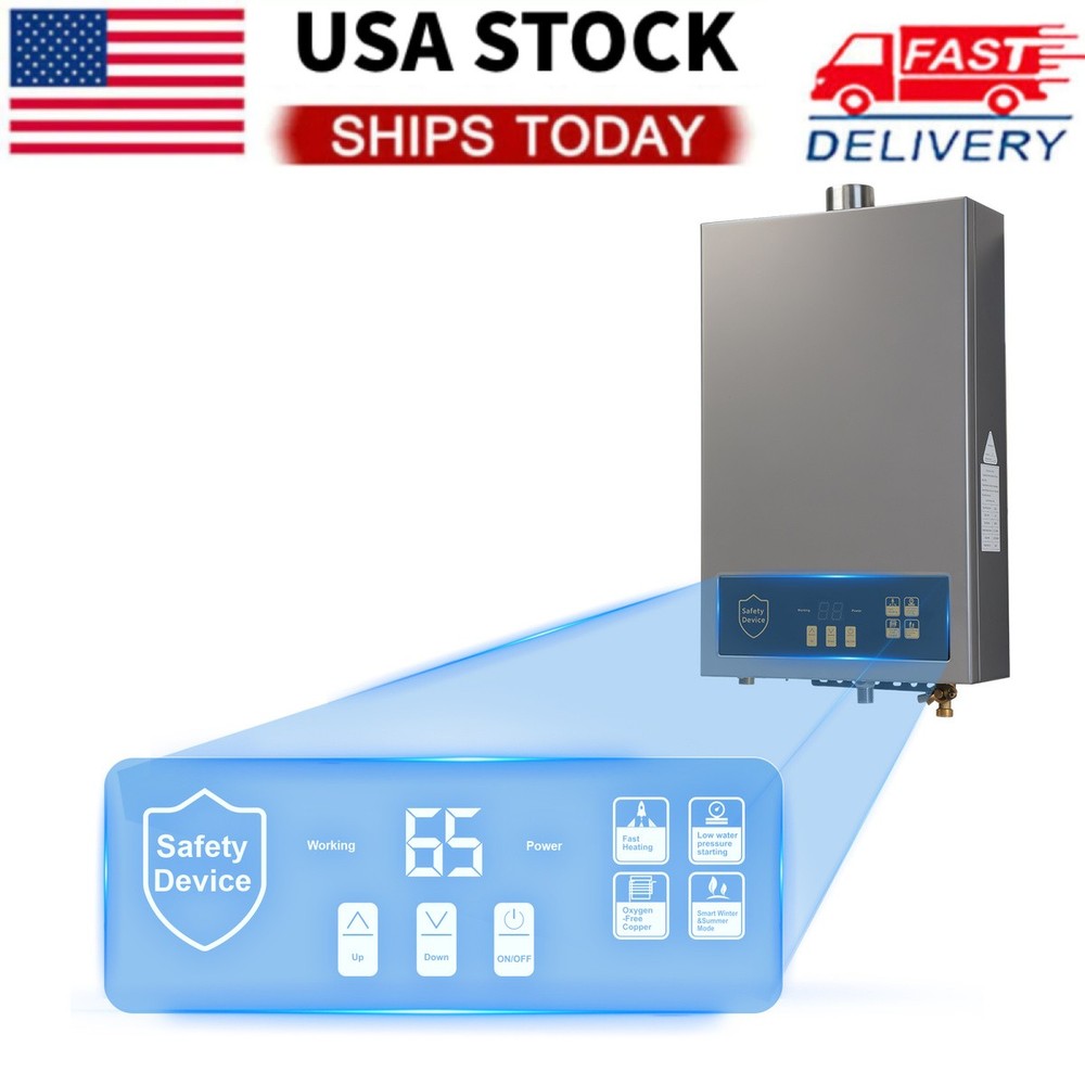 Tankless Water Heater Propane 3.6GPM 80,000 BTU 24KW Digital Display 110V US