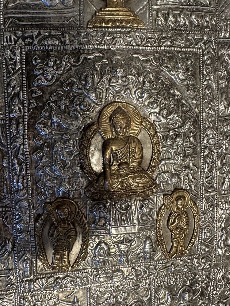 Handcrafted Brass Buddhist Embossed Panel