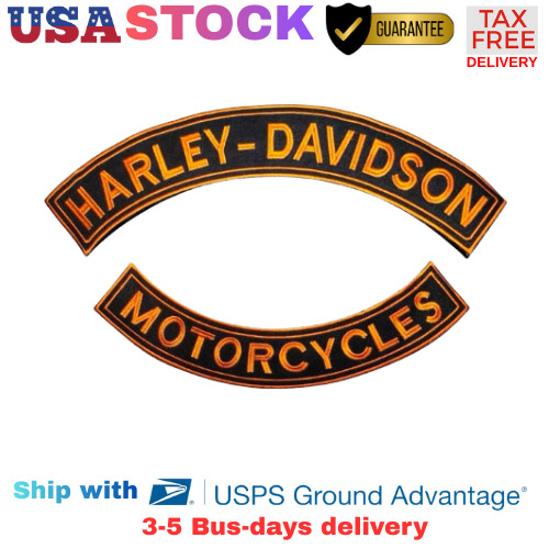 Harley-Davidson 15" Orange & Black Rocker Patch Set